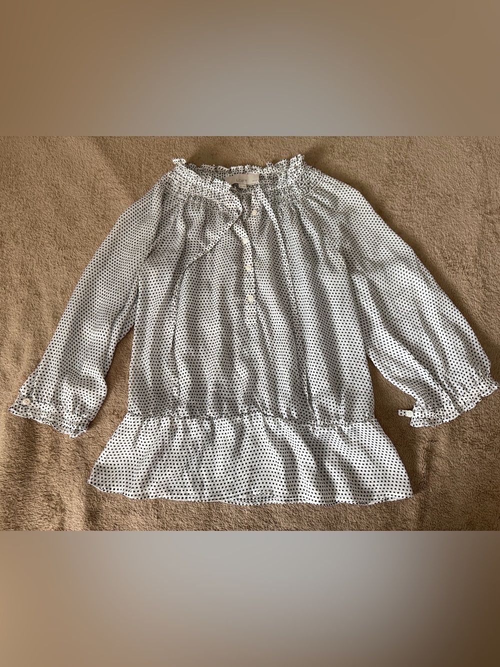 LOFT White Polka Dot Blouse